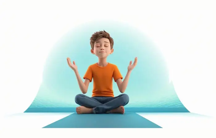 Boy Doing Yoga Asana 3D Character Artwork Illustration